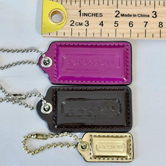 3 Coach Hang Tag Replacement 2.5" Fuschia/Pink/Purple Black Gold Bundle - Picture 4 of 5